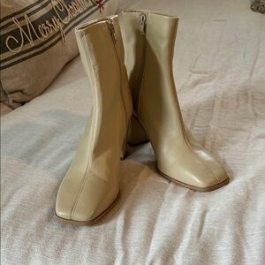 Free People Cream Ankle Boots